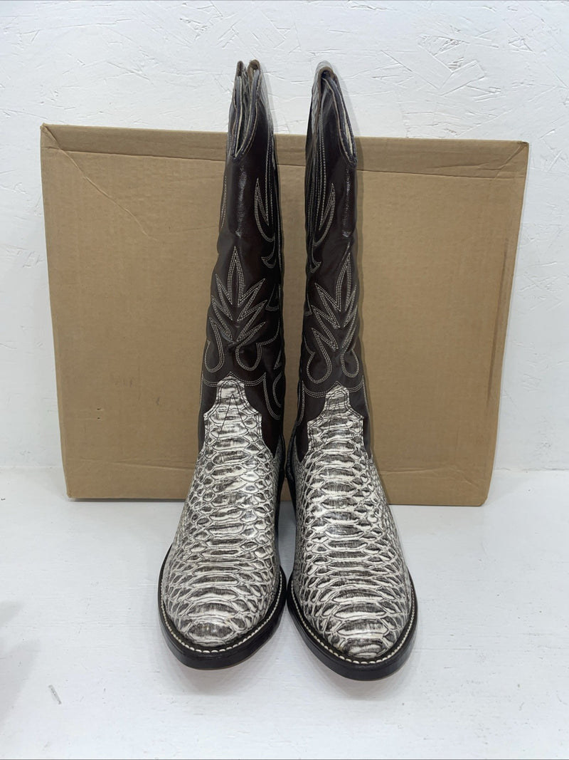 New Men’s White Snake Skin Texas Brand Cowboy Boots. 24 7523 8 D. 1-126