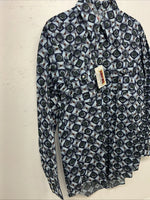 New Mens Blue Flower Denver Westerns Pearl Snap Long Sleeve Shirt. 15.5x33 G-75