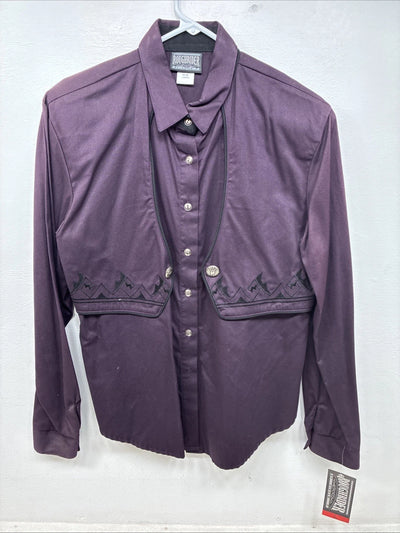 New Women’s Rough rider Purple Long Sleeve Button Up Size Large TT-74