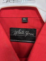 New Men’s White Horse Western Red Long Sleeve Pearl Snap XL V-12