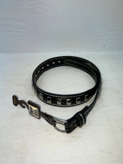 New Black Genuine Leather Nocona Silver Pendent 32” Belt #2410601 Z-104