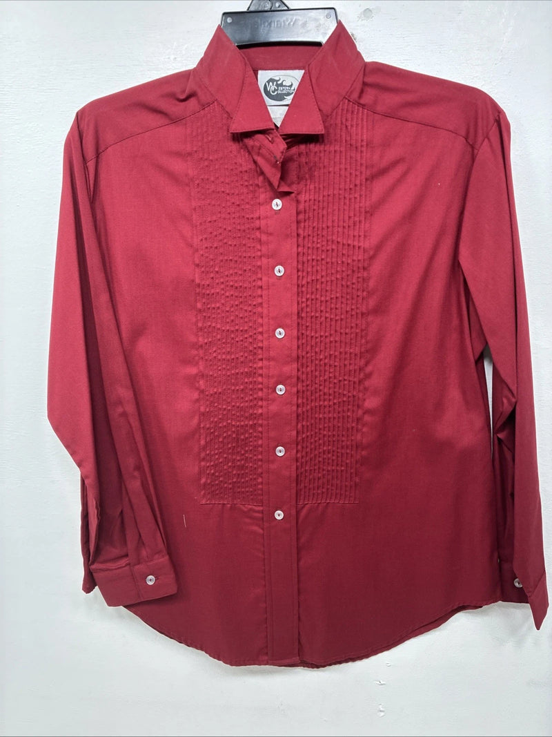 New Western Collection Red Long Sleeve Button Up English Shirt Size 14 LL-95