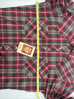 New Men’s ELY Plains Red Plaid Long Sleeve Pearl Snap 15 X 34 Medium AA-79 
