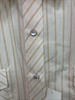 New Women’s White Horse Gold Stripe Long Sleeve Pearl Snap Large II-66