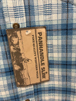 New Men’s Panhandle Slim Blue Plaid Long Sleeve Button Up Large AA-30