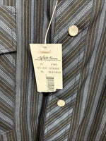 New Men’s White Horse Black Gray Stripe Long Sleeve Pearl Snap XL O-54