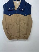 New Women’s Tan Blue Vest Medium #9630 UU-32