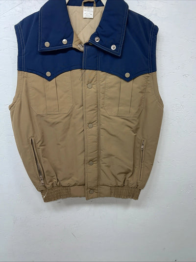 New Women’s Tan Blue Vest Medium #9630 UU-32