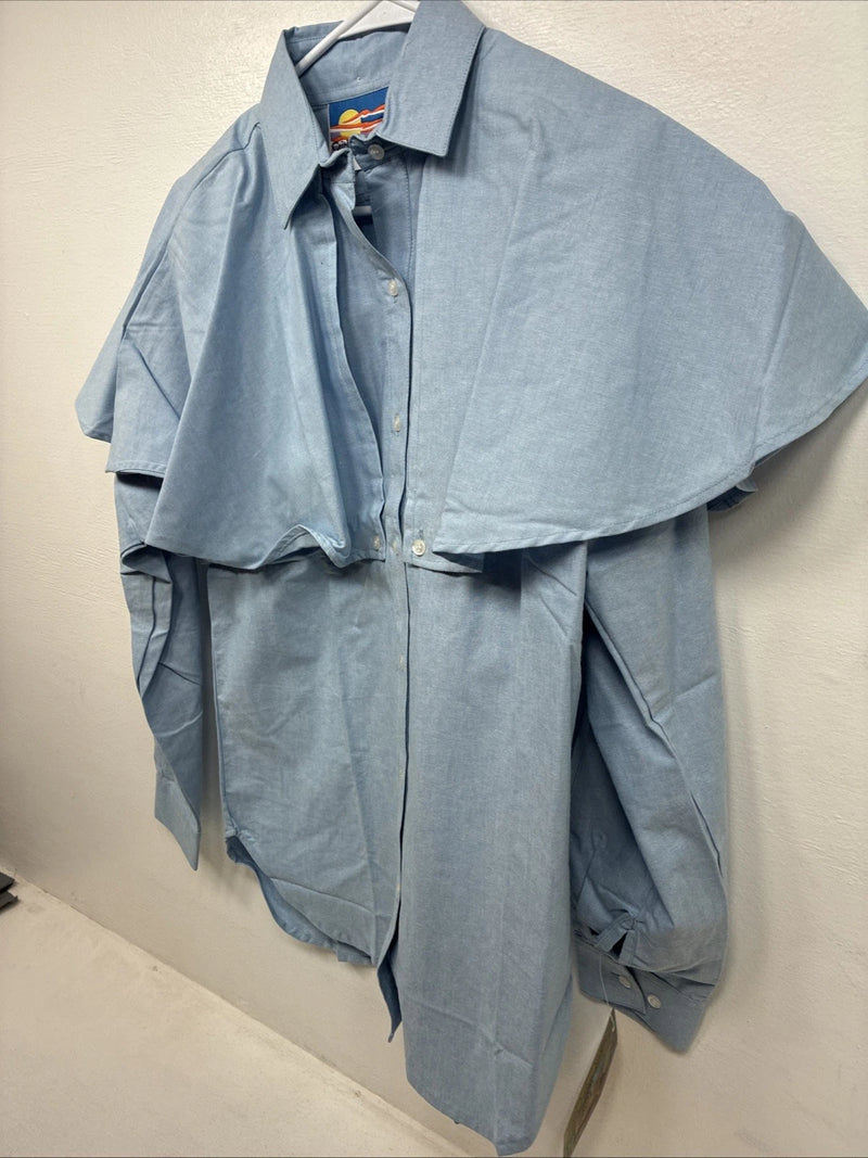New Women’s Cricket Creek Blue Long Sleeve Button Up Medium MM-78