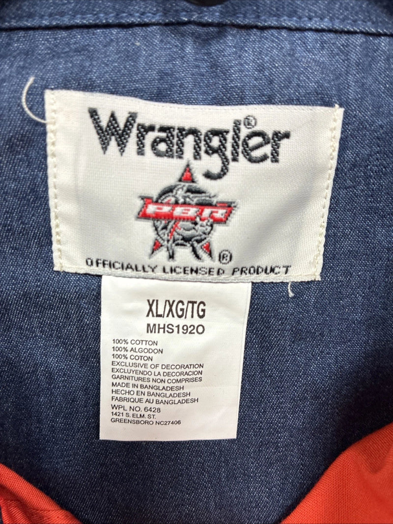 New Men’s Wrangler PBR Orange Long Sleeve Button Up XL J-27