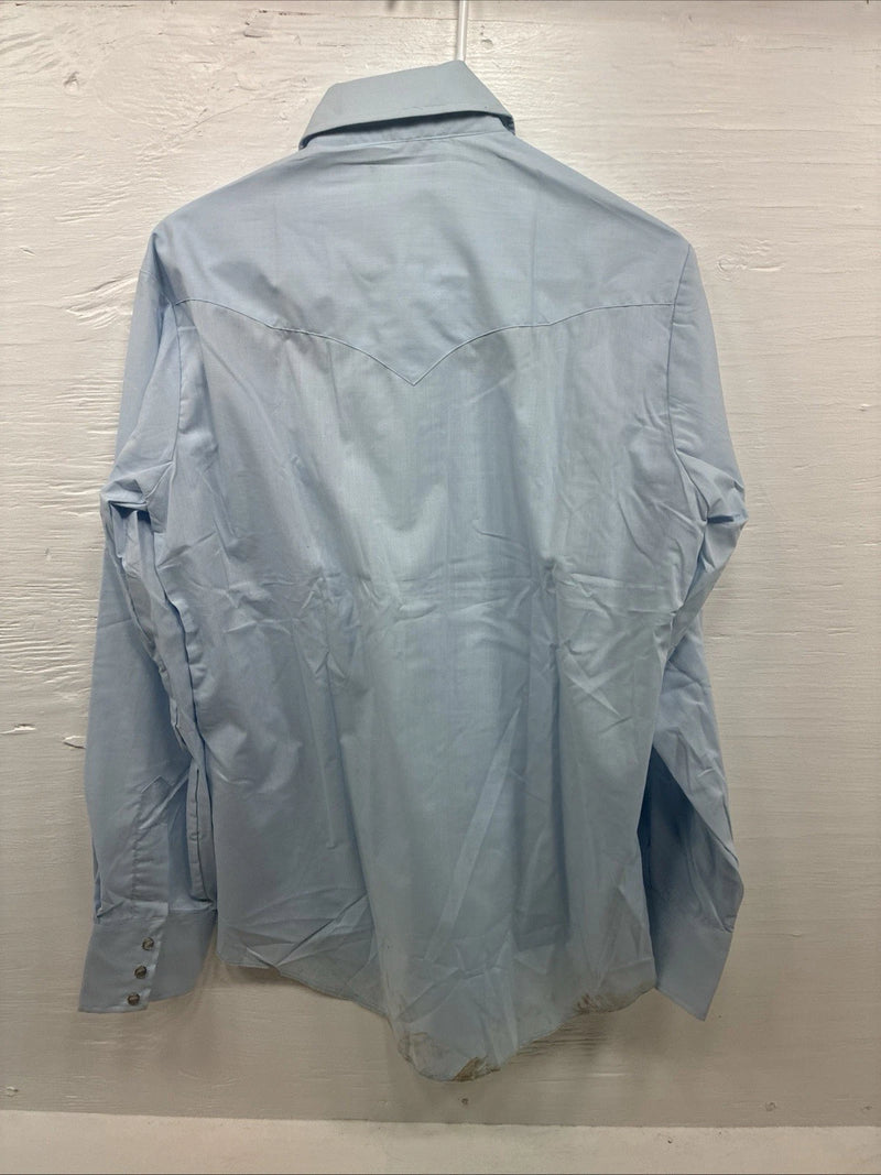 New Men’s Champion Western Blue Floral Long Sleeve Pearl Snap 16 Large AA-47