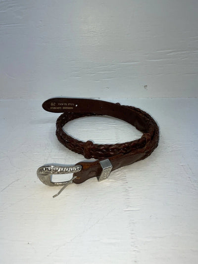 New Brown Genuine Leather Braided Rope 28” Belt #02/4703 JJ-48