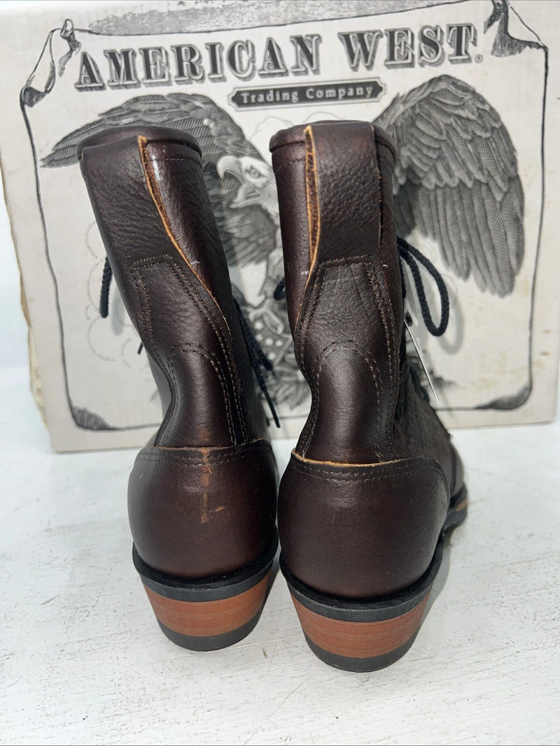 New Women’s Brown Lace Up American West Cowboy Boots. 59000 7.5 7 1/2 M. 17-58