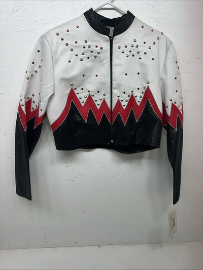 New Women’s 1849 Authentic Ranchwear White Red Short Show Jacket XL WW-27
