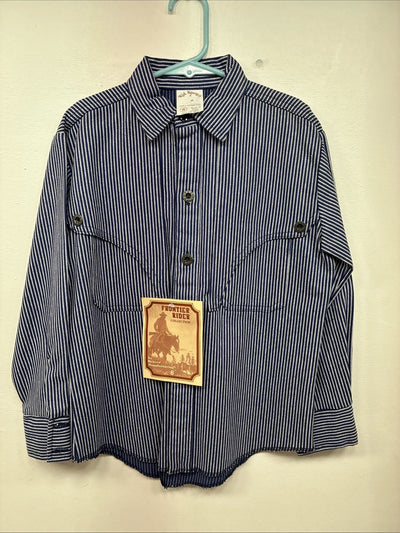 New Kids Denver Blue Stripe Long Sleeve Button Up Size 8 DD-135