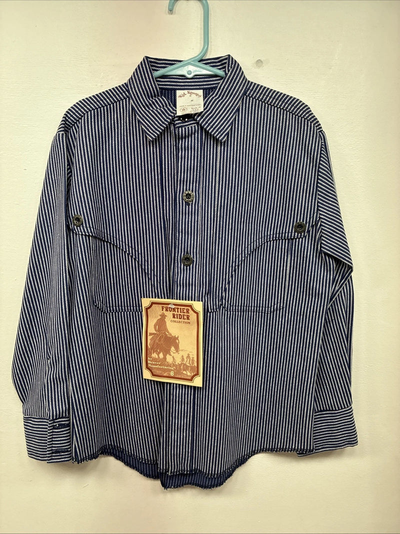 New Kids Denver Blue Stripe Long Sleeve Button Up Size 8 DD-135