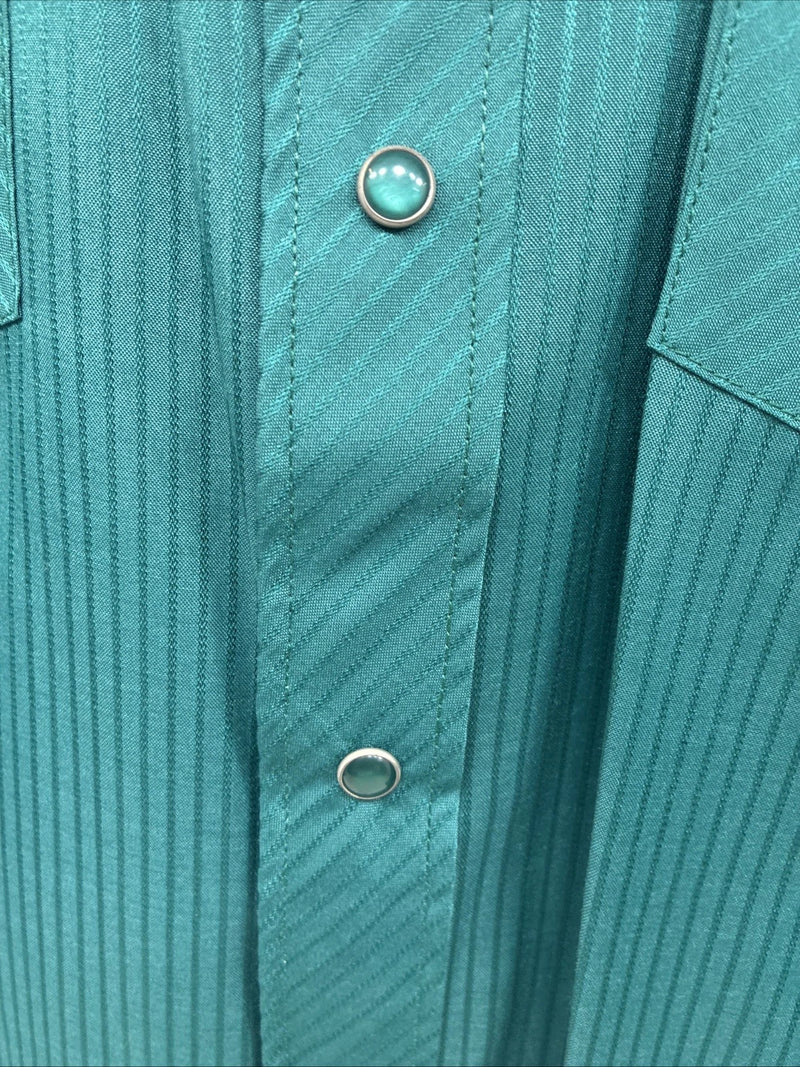 New Men’s ELY Cattleman Green Stripe Long Sleeve Pearl Snap Large X-20