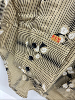 New Men’s ELY Plains Yellow Black Floral Long Sleeve Pearl Snap 15.5 Medium T-14