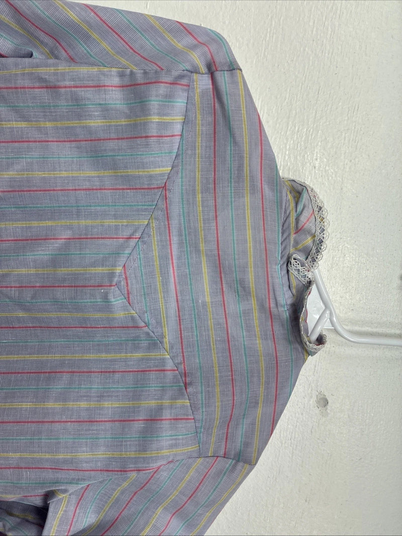 New Kids Kid Kountry Purple Stripe Long Sleeve Pearl Snap Size 10 TT-86