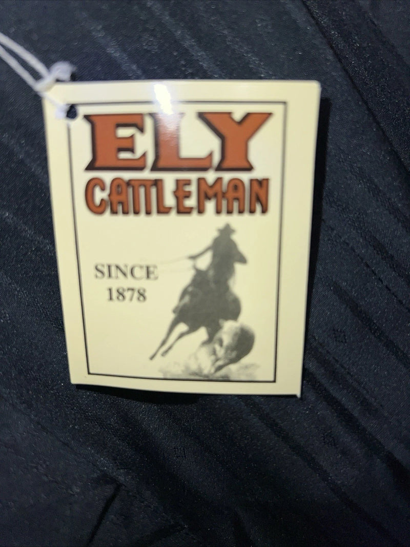 New Men’s Black ELY Cattleman Pearl Snap Long Sleeve Shirt. 18.5x36 2XL G-77