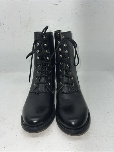 New Women’s Black Old West Lace Up Cowboy Boots. 060 6 D. 19-7