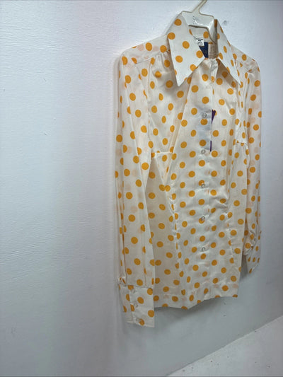 New Women’s Panhandle Slim Yellow Polkadot Long Sleeve Pearl Snap Size 35 KK-8