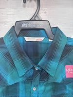 New Girls Cumberland Blue Plaid Long Sleeve Pearl Snap Size 2XL CC-120