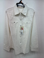 New Women’s Cumberland White Gem Long Sleeve Pearl Snap Medium KK-82