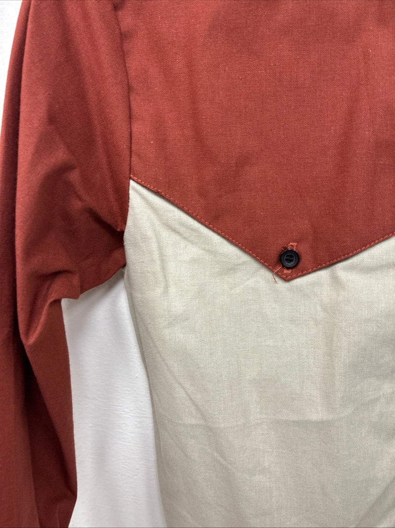 New Kids Cowboy Threads Tan Orange Long Sleeve Button Up Size 16 DD-81