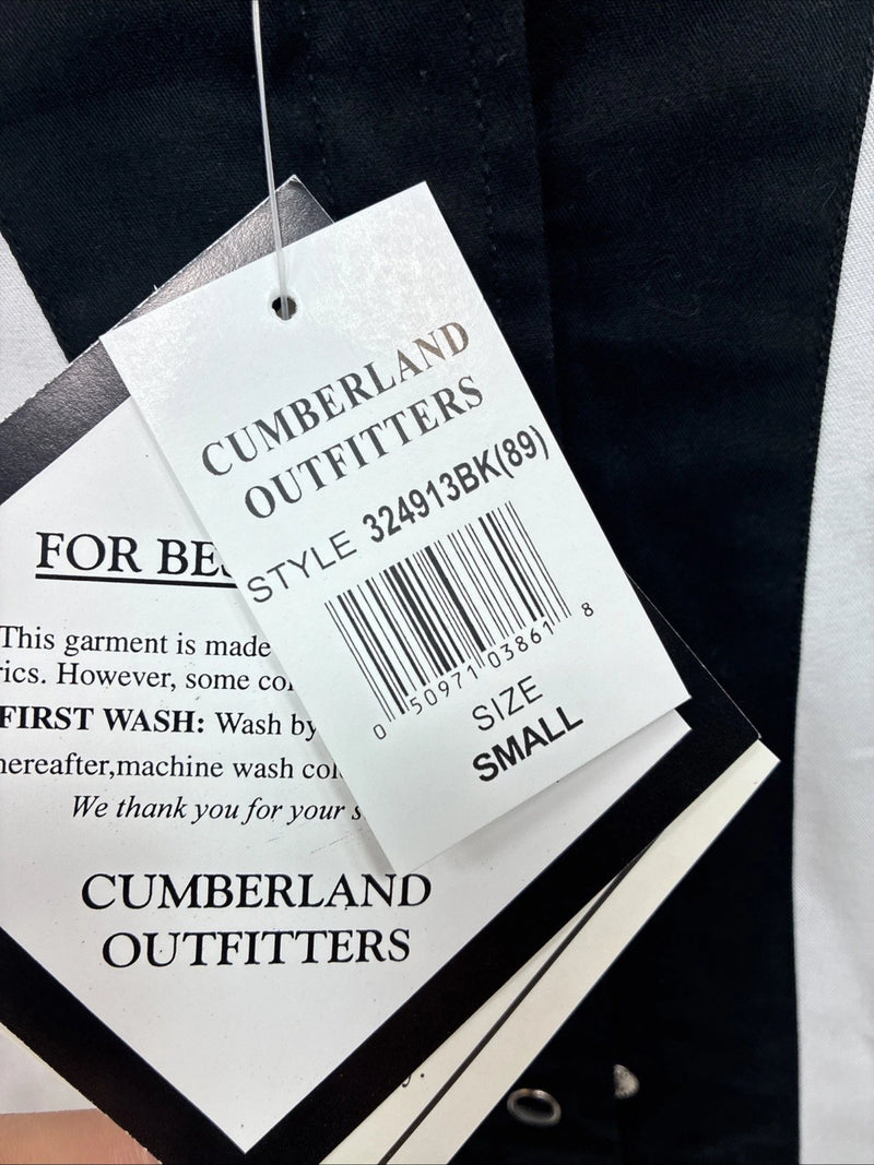 New Women’s Cumberland Black White Short Sleeve Pearl Snap Small TT-108
