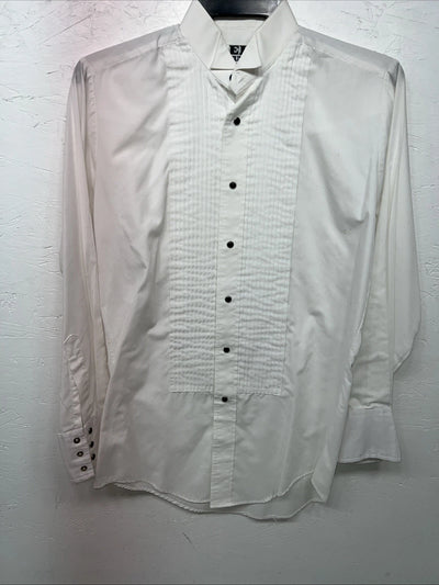 New Men’s ELY Tuxedo White Long Sleeve Button Up Small Shirt 3B-74