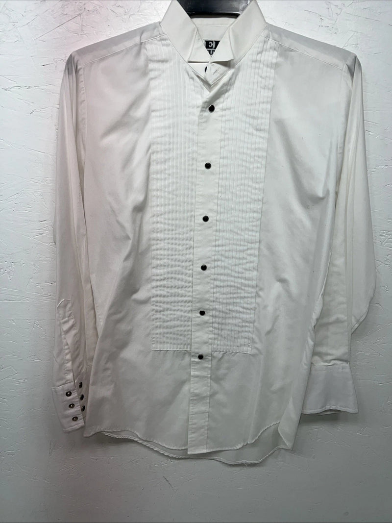 New Men’s ELY Tuxedo White Long Sleeve Button Up Small Shirt 3B-74