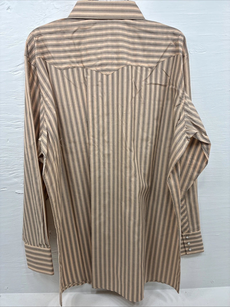 New Men’s White Horse Gold Black Stripe Long Sleeve Pearl Snap 2XL H-30