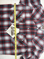 New Kids ELY Cattleman Red plaid Long Sleeve Pearl Snap Size 14 DD-41