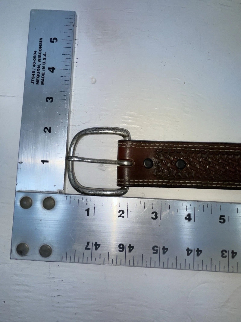 New Brown Genuine Leather Tooled 34” Belt #CL693 Z-163