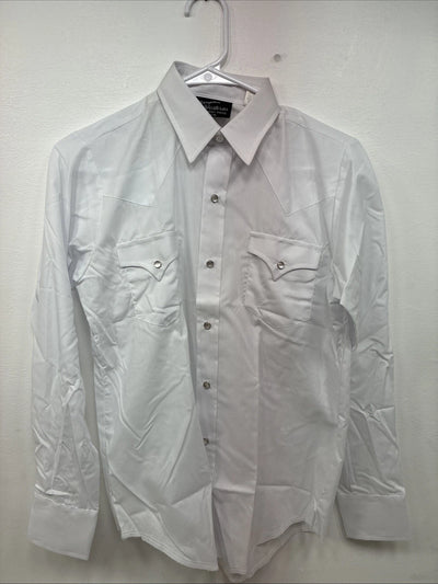 New Boys Champion Western White Long Sleeve Pearl Snap 16 DD-88
