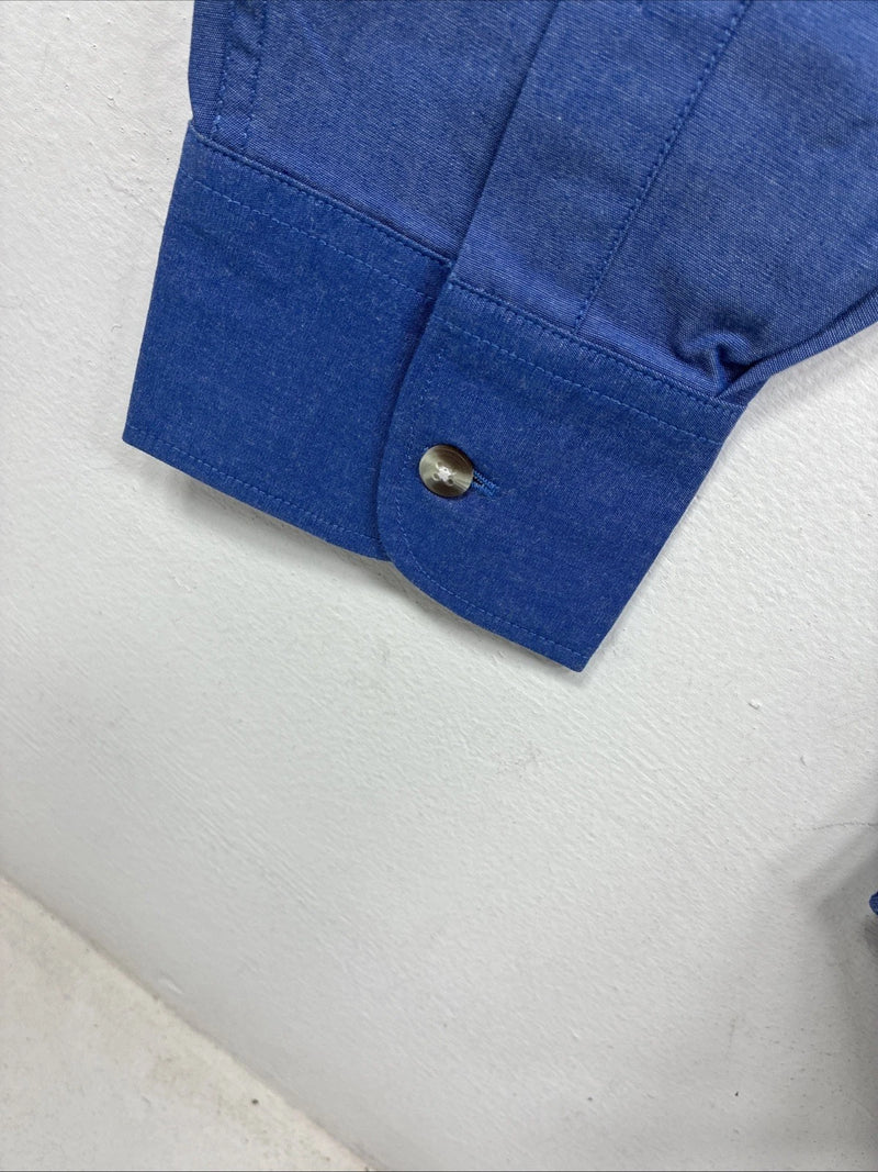 New Women’s ELY Classic Blue Long Sleeve Button Up Size Large YY-26
