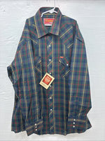 New Men’s ELY Plains Green Multicolor Plaid Long Sleeve Pearl Snap Large M-39
