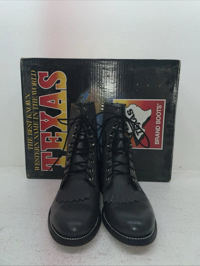 New Men’s Grey Lace Up Texas Brand Cowboy Boots. 8852 9 E E. 4-29