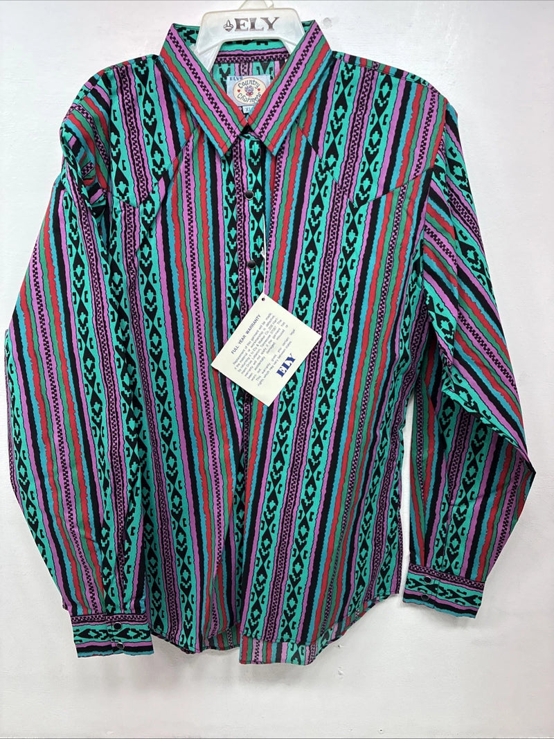 New Women’s Country Charmers Multicolor Long Sleeve Pearl Snap XL II-57