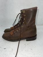 New Women’s Brown Lace Up Texas Brand Cowboy Boots. 4471 7.5 7 1/2 M. 17-97