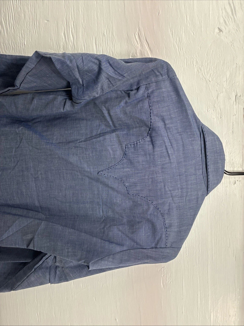 New Men’s Rocket mount Blue Jean Design Long Sleeve Pearl Snap Medium M-59