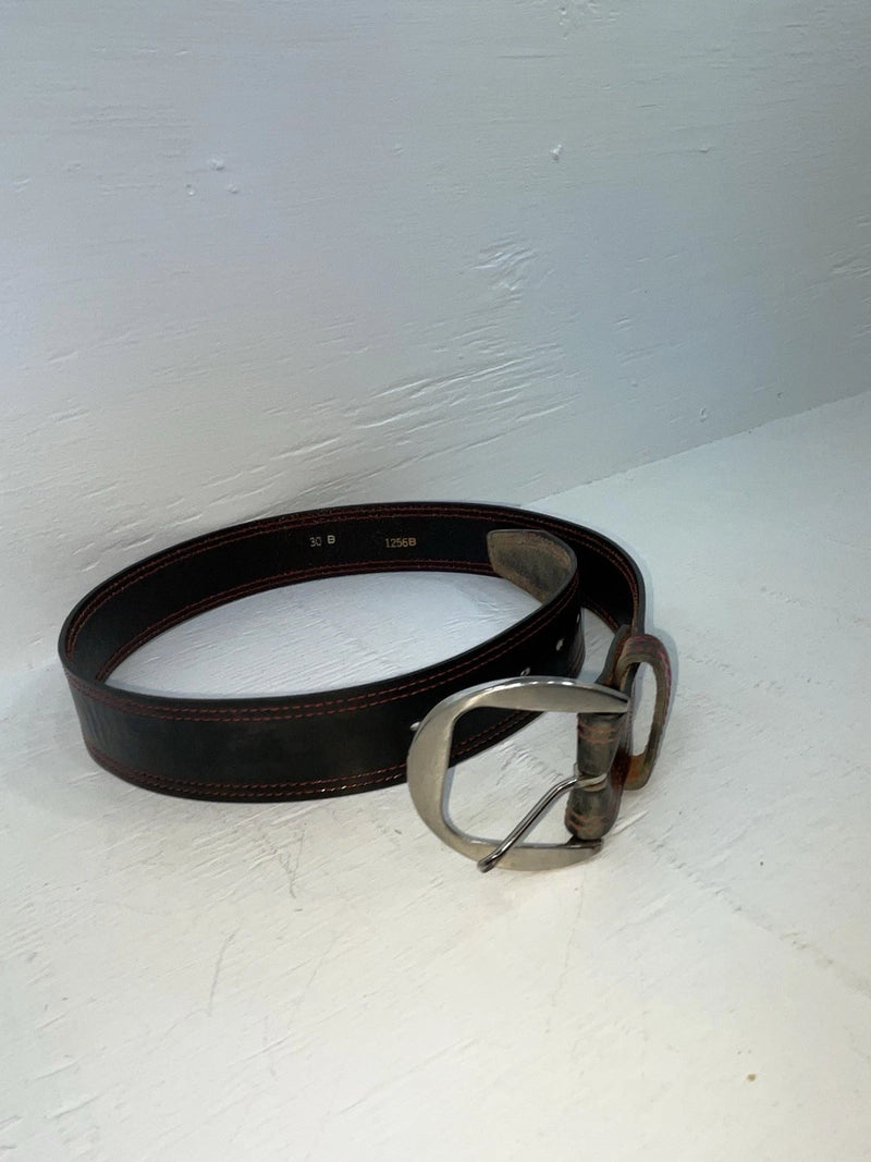 New Black Genuine Leather Red Stitching 32” Belt #9256 JJ-54