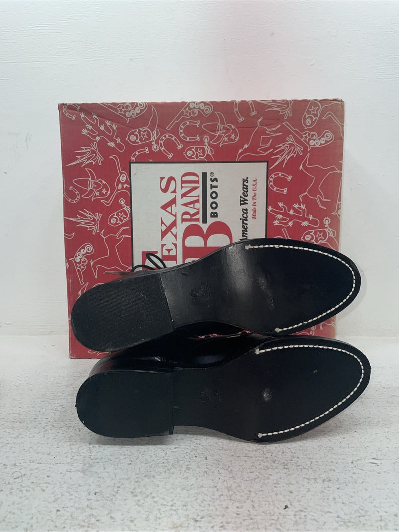 New Youth Black Lace Up Texas Brand Cowboy Boots. B 1350 5 D. 2-117