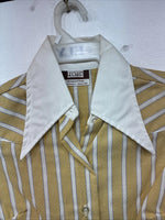 New Women’s Fenton Yellow White Stripe Long Sleeve Button Up Size 14 KK-99
