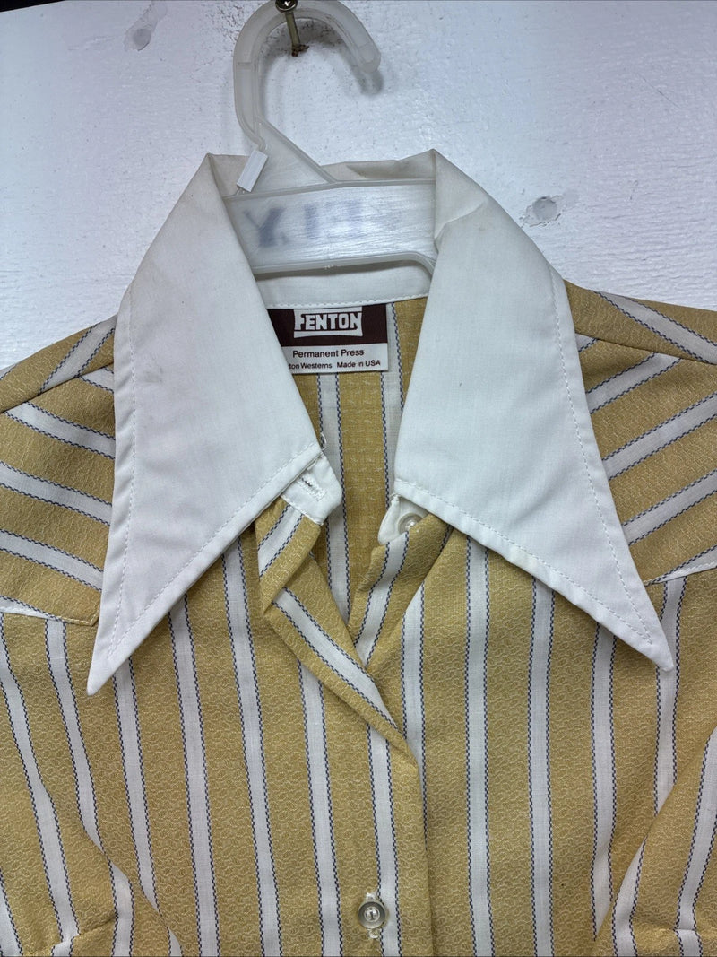 New Women’s Fenton Yellow White Stripe Long Sleeve Button Up Size 14 KK-99