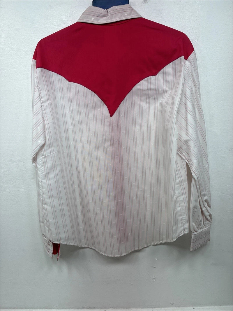New Women’s Deborah Haman Pink Design Long Sleeve Pearl Snap Medium LL-44