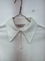 New Women’s H Bar C White Stripe Long Sleeve Half Zip Show Shirt Small YY-123