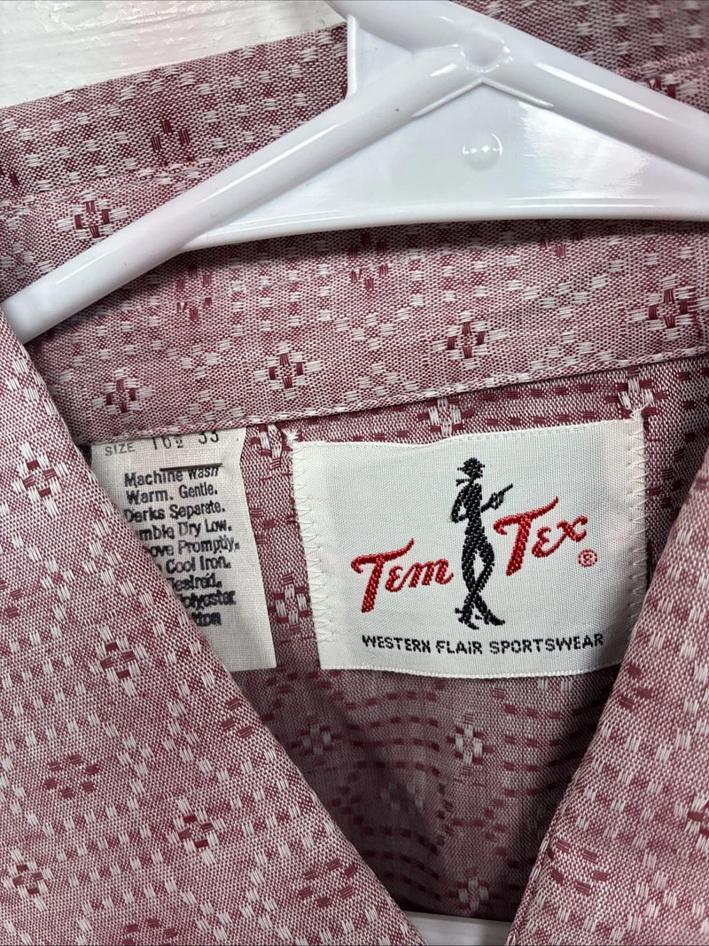 New Men’s Tem Tex Pink Design Long Sleeve Pearl Snap 16.5 Large X-47