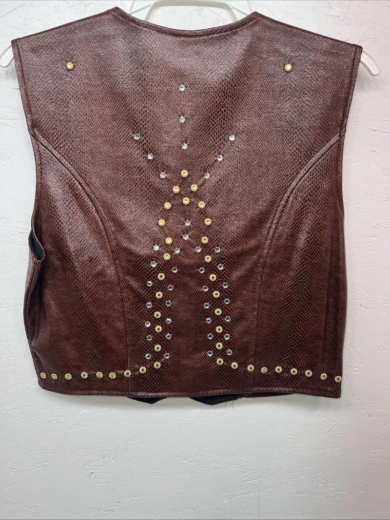 New Women’s 1849 Authentic Ranchwear Brown Show Vest Large E-603